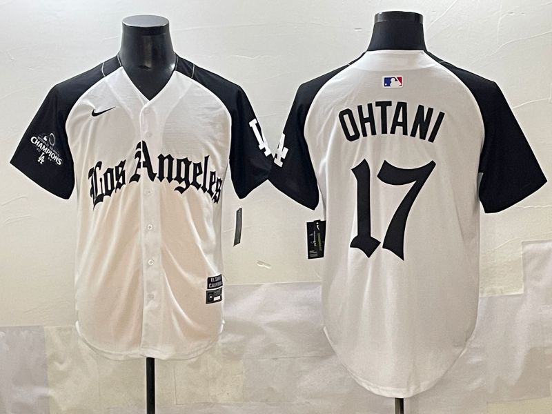 Men 2025 Los Angeles Dodgers #17 Ohtani White black Five generations Joint Name Nike MLB Jersey style 526->->